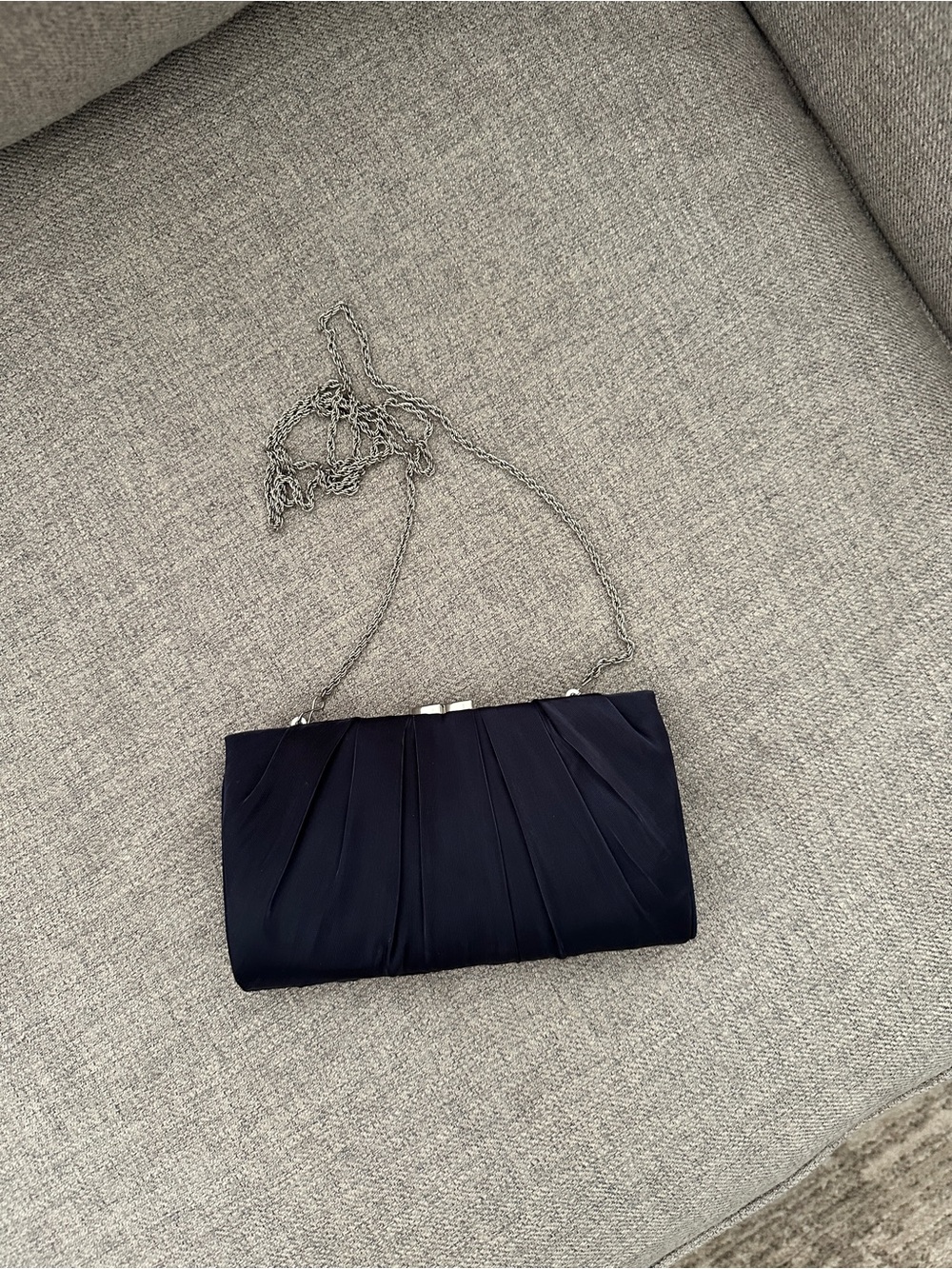 Nina Concord Pleated Satin Frame Clutch in Blue